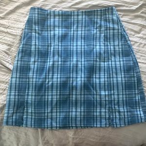 Blue plaid skirt